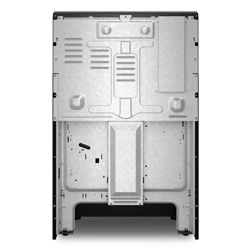 Rear view of 30-inch electric range showing metal back panel and ventilation components in kitchen appliances collection
