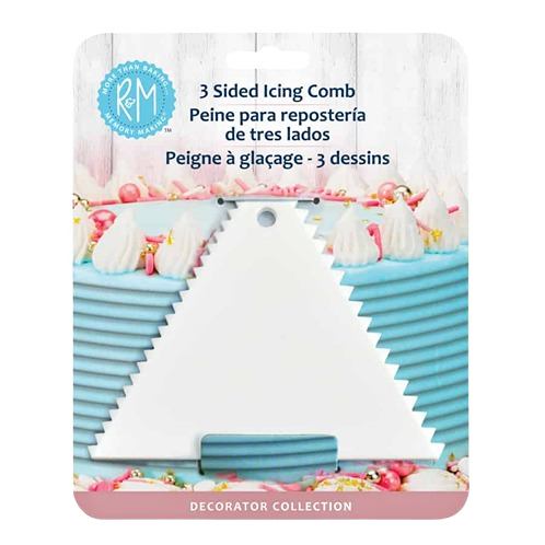 White three-sided icing comb for creating textured cake designs in kitchenware and bakeware collections under $50