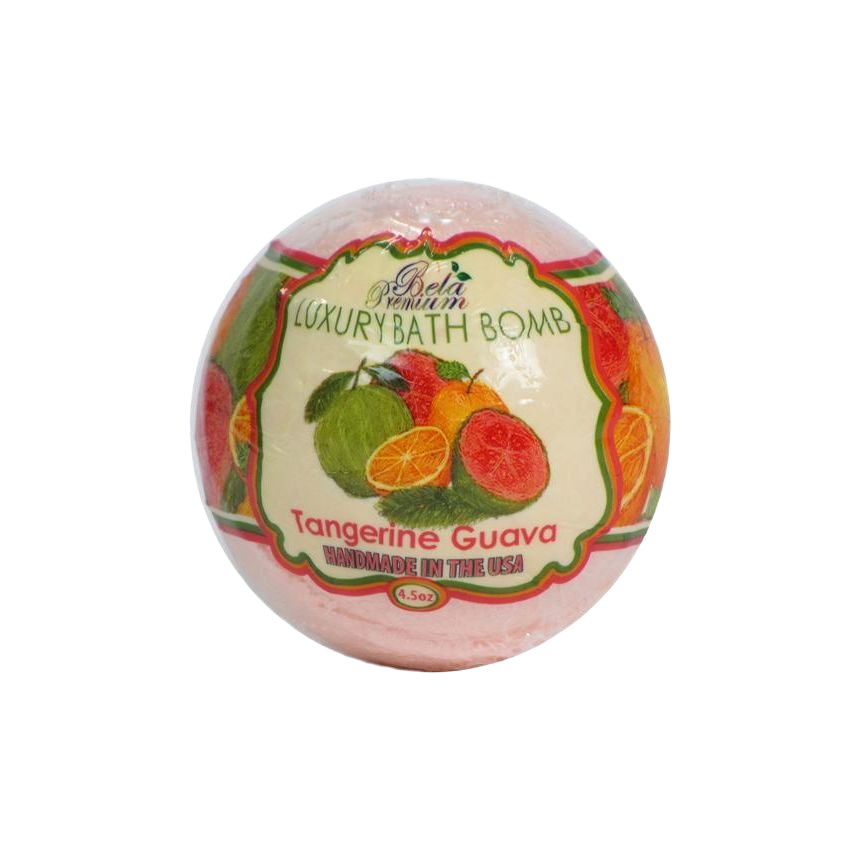 Round luxury bath bomb with tangerine and guava scent for relaxing bath in Health & Beauty and Bath & Body collections