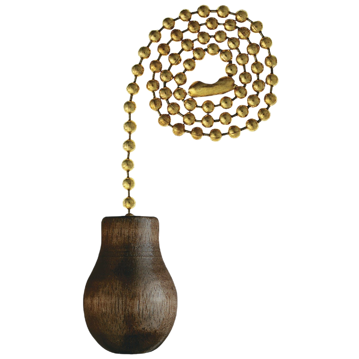 Brass bead pull chain with a walnut knob ornament for ceiling fans in lighting and electrical accessories collections