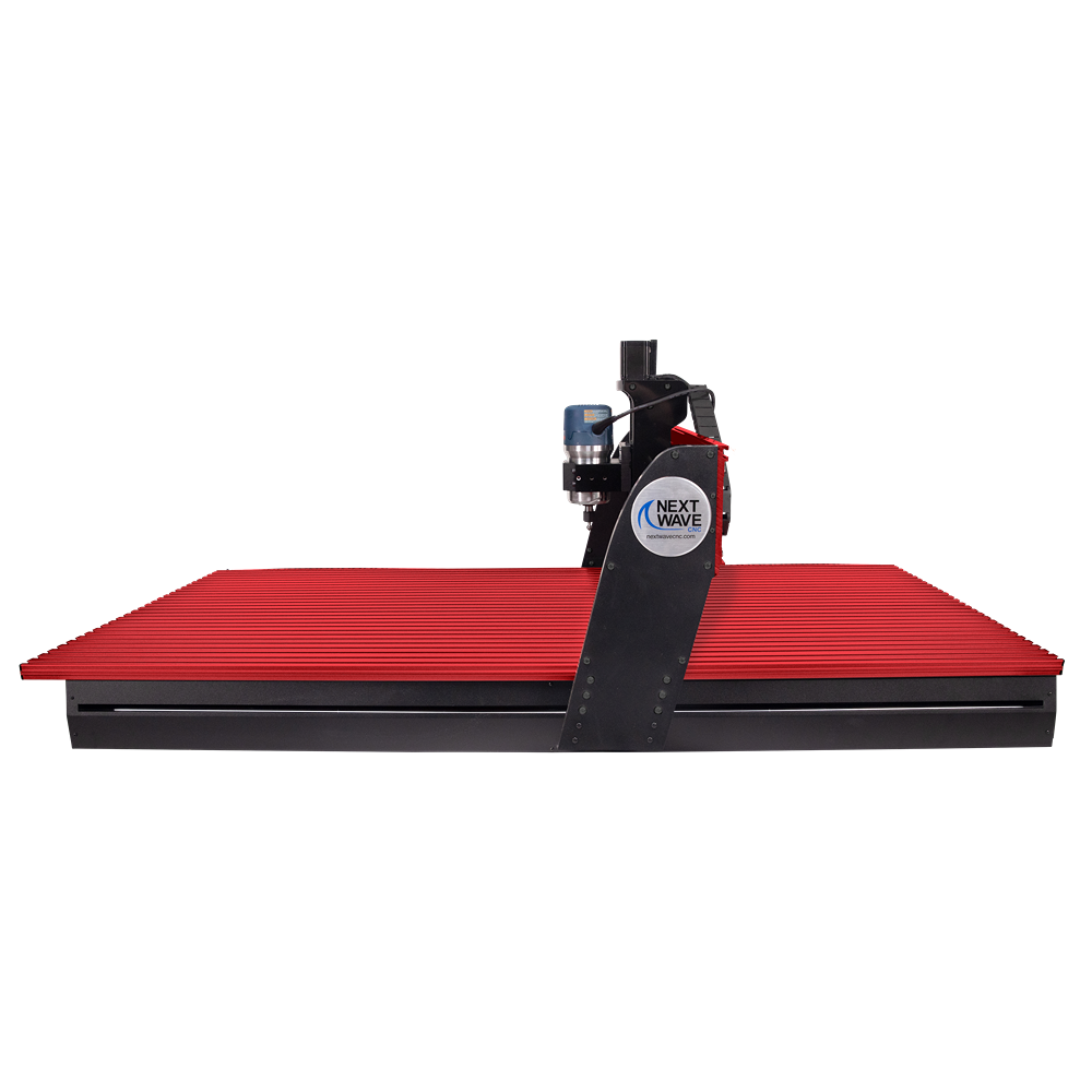 Large red and black CNC router with sturdy frame and precision cutting spindle for advanced home improvement projects