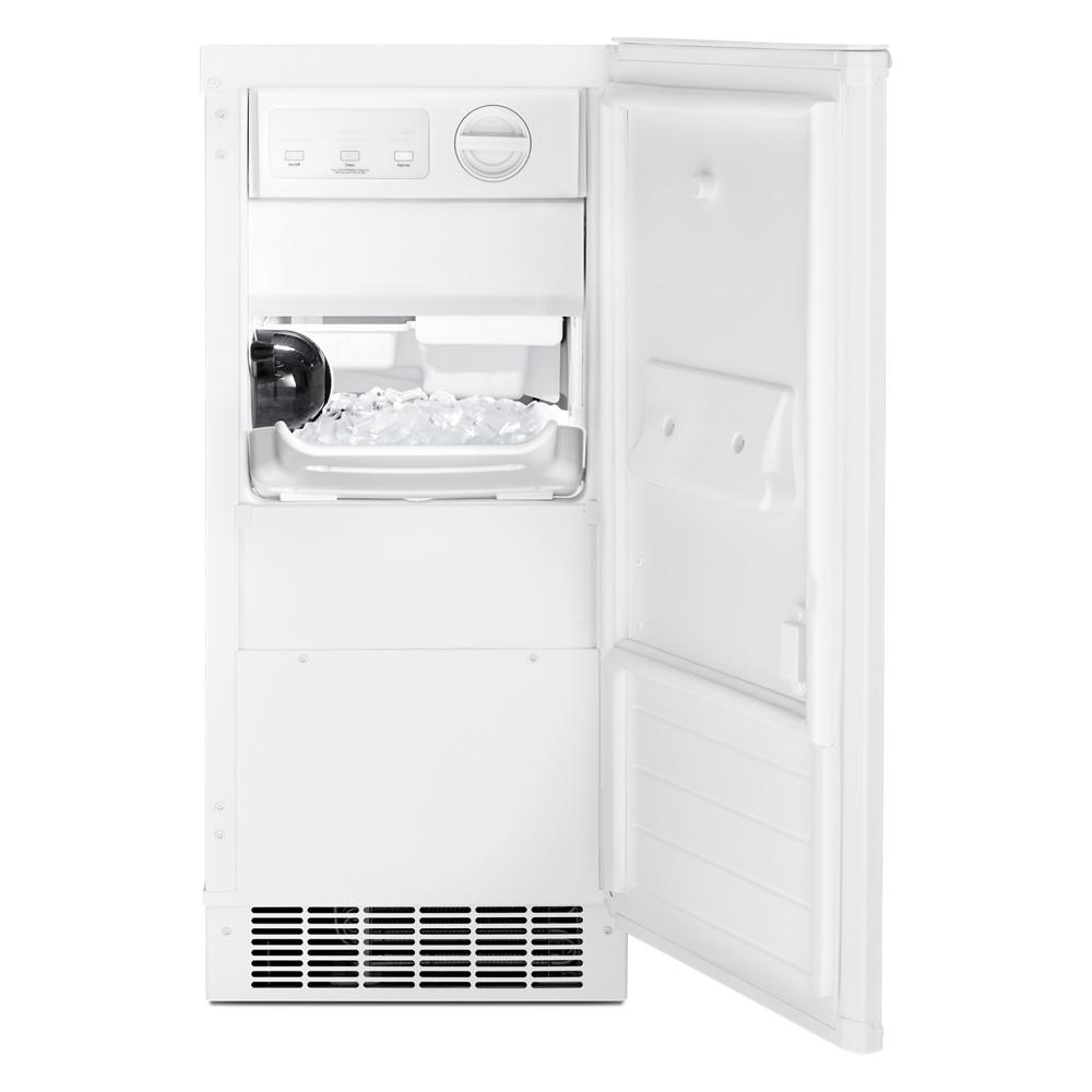15-inch built-in icemaker with clear cube ice, white finish, and vented base from Appliances collection