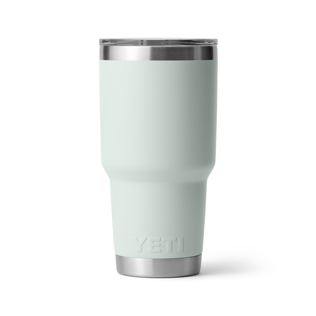 Light green insulated stainless steel tumbler with clear lid for hot and cold drinks in Drinkware and Kitchenware collections