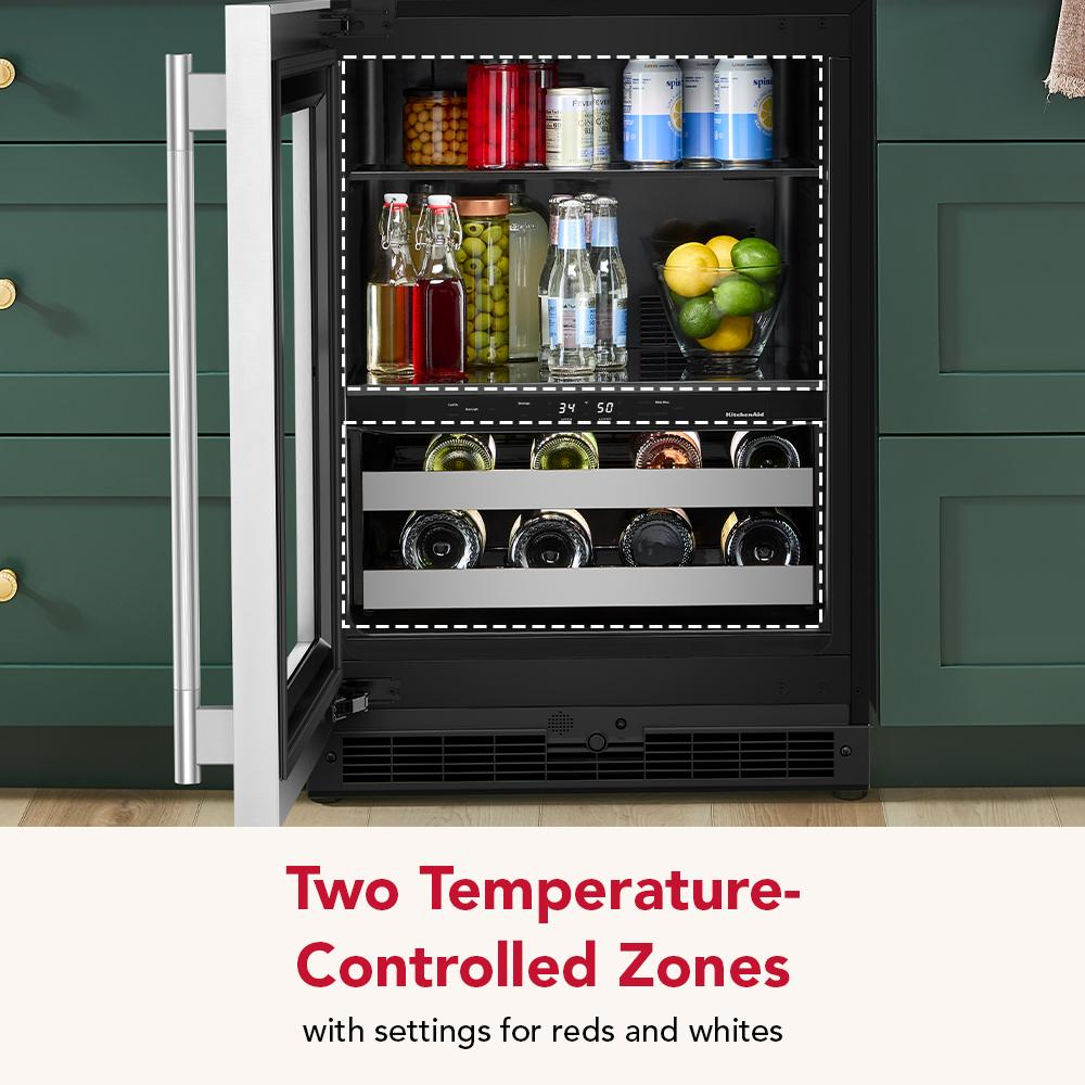 24" Beverage Center with Glass Door and Metal-Front Racks
