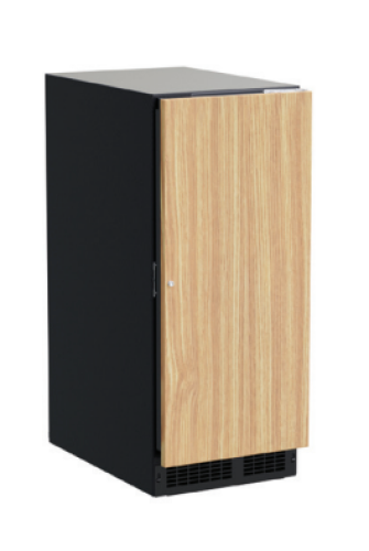 Black undercounter ice machine with light wood grain door panel in Appliances and Kitchen & Kitchenware collections