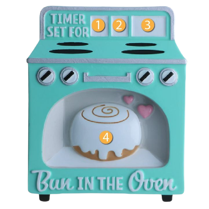 Teal oven ornament with bun inside and pink hearts for Christmas Ornaments & Tree Decorations under $50 collection