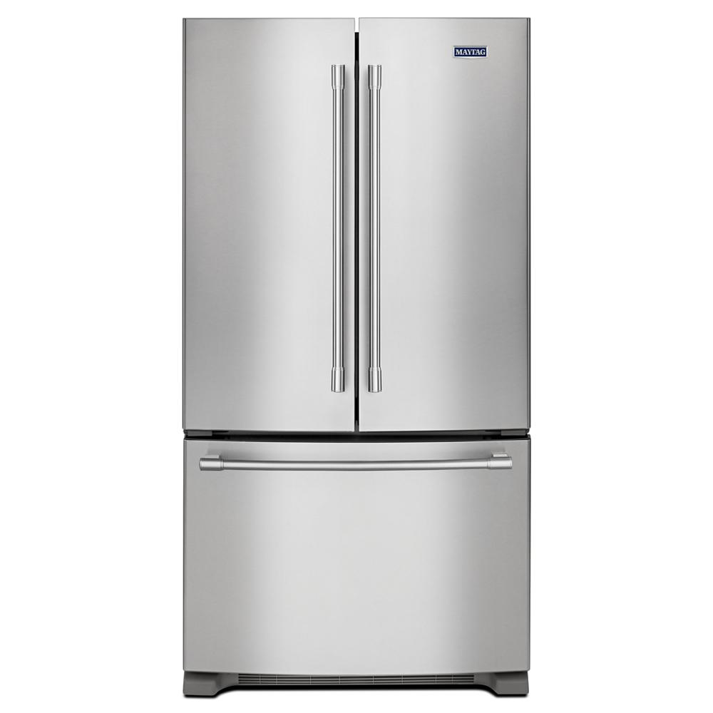 Front view of fingerprint-resistant stainless steel counter depth french door refrigerator with bottom freezer from Appliances collection