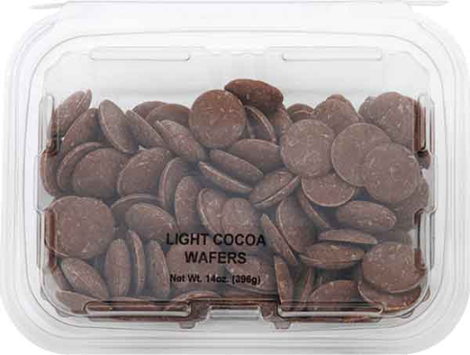 Clear plastic container filled with light cocoa wafers from the Chocolates & Candies collection under $50