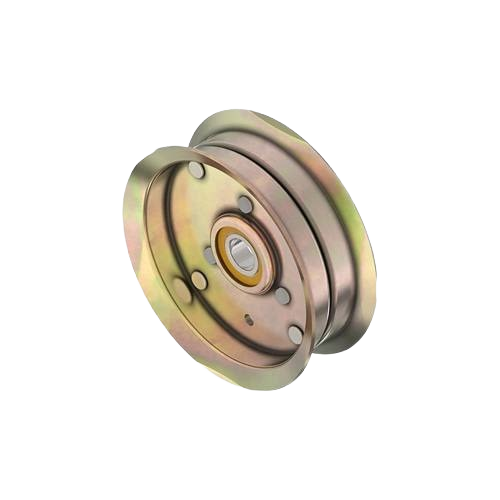 Flat metal idler sheave with central bearing, designed for smooth operation in tools and home improvement machinery tasks