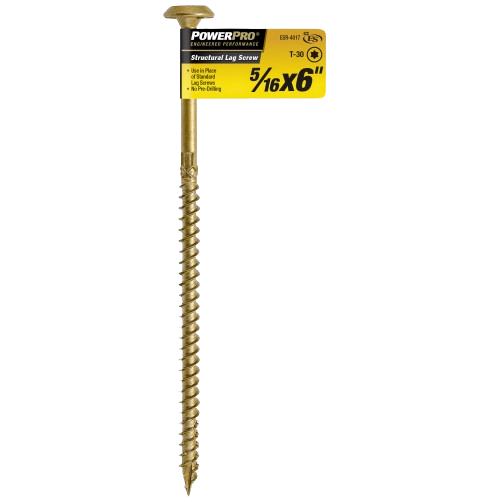 PowerPro structural lag screw in gold finish with hex head and thread for heavy-duty tools and home improvement use