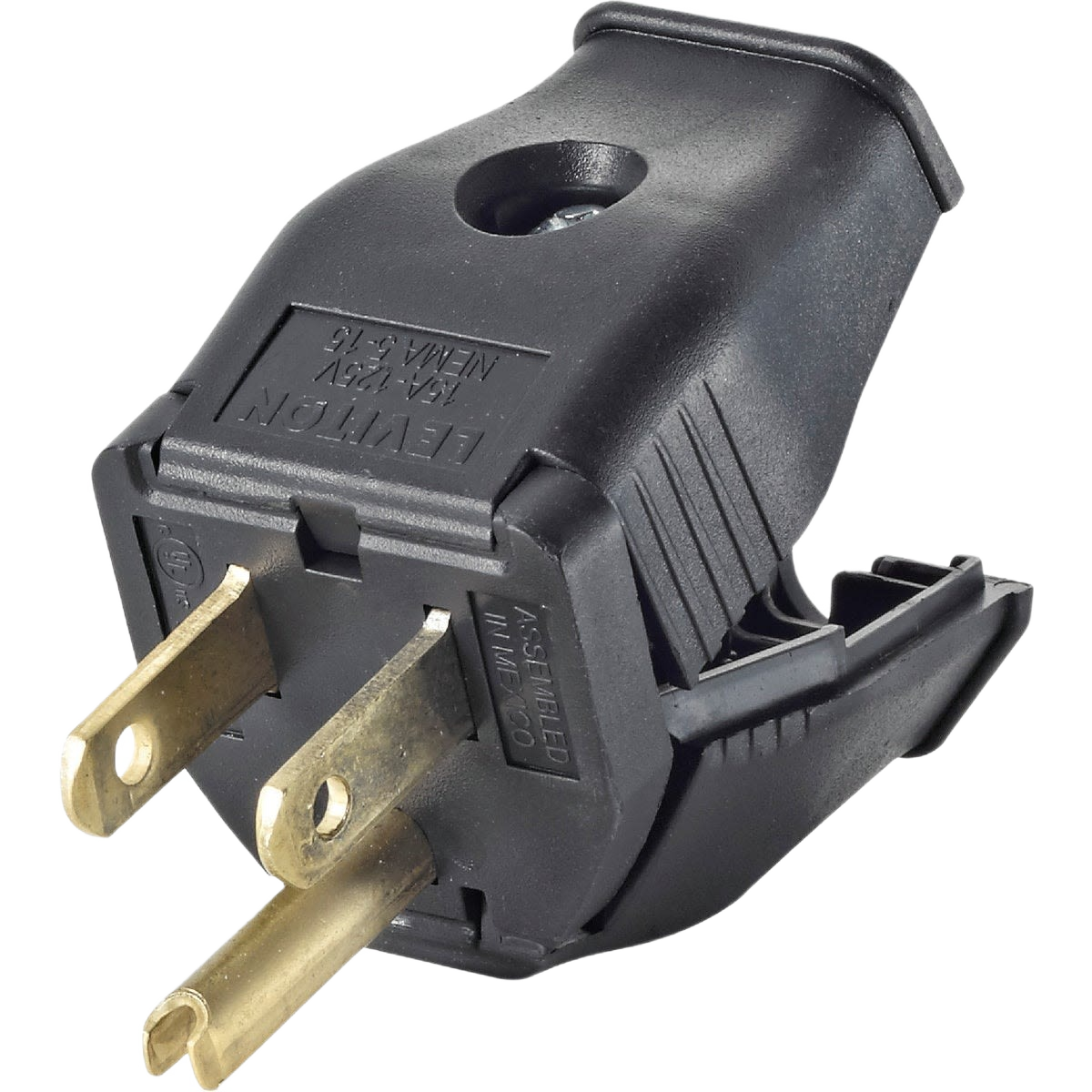 Black clamp tight cord plug with grounded prongs for electrical and home improvement under $50 collection