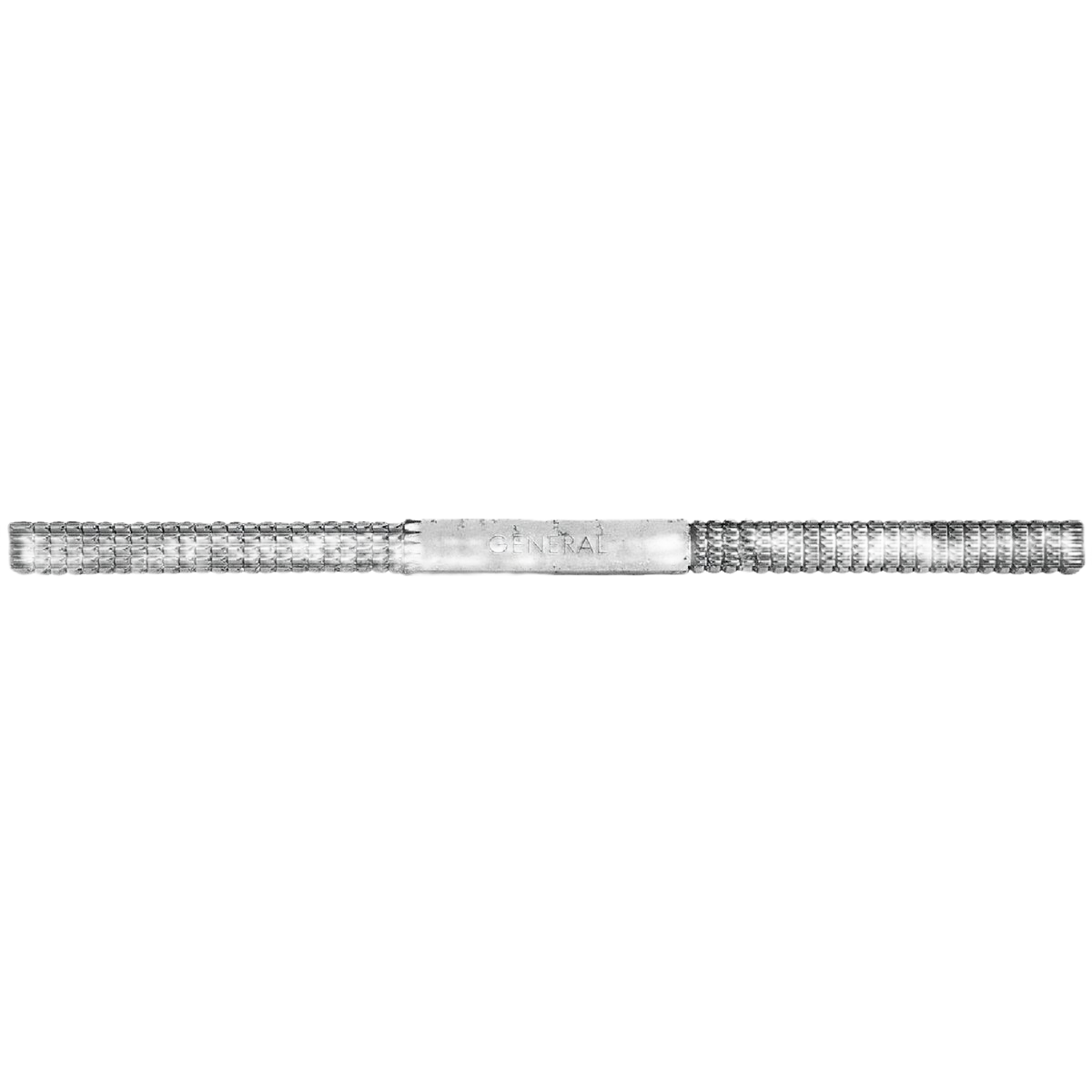 Double-ended metal thread repair file with textured scraping surfaces for tools and home improvement use