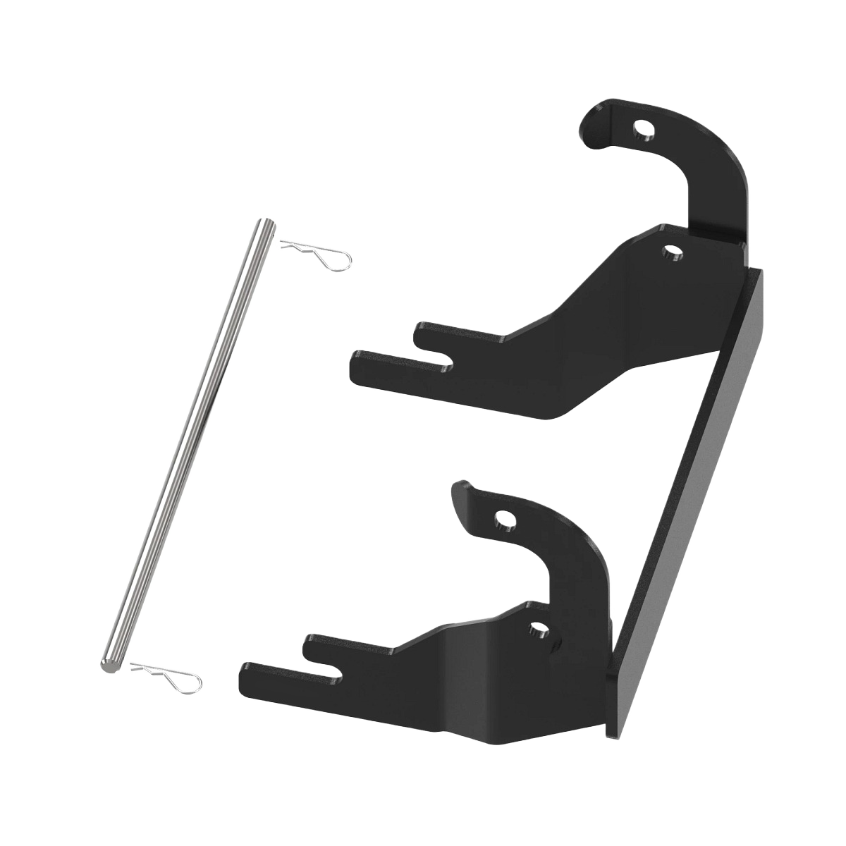Black metal rear weight bracket and pin accessory for John Deere riding lawn tractor tool collection