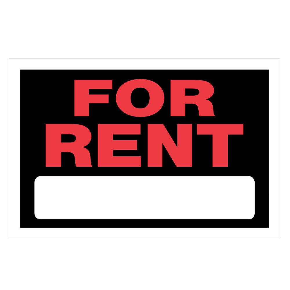 Black and red sign with bold letters for rent and blank space for contact information in home improvement projects
