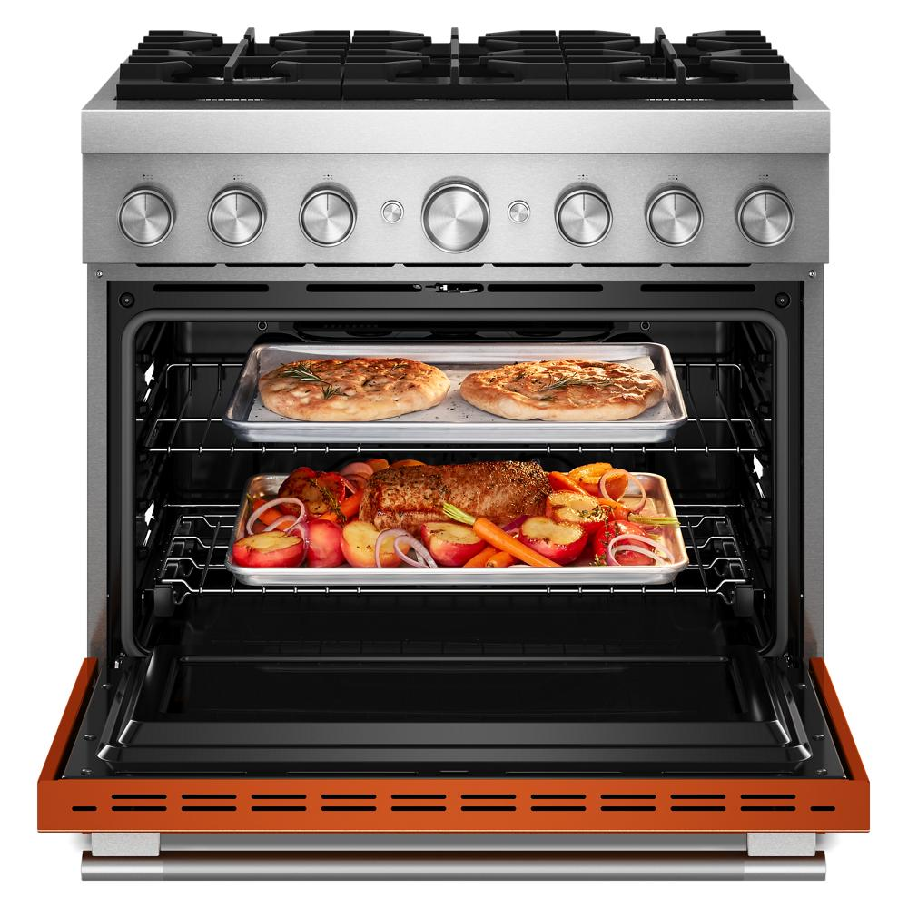 36-Inch 6 Burner Commercial-Style Dual Fuel Range with No Preheat Air Fry Mode
