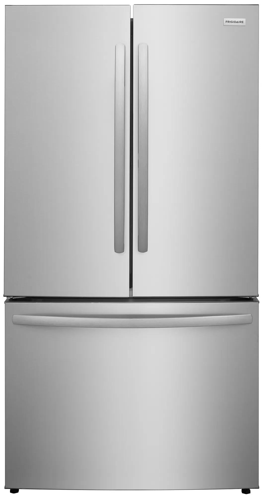 Standard-depth French door refrigerator with stainless steel finish and spacious bottom freezer drawer in appliances collection
