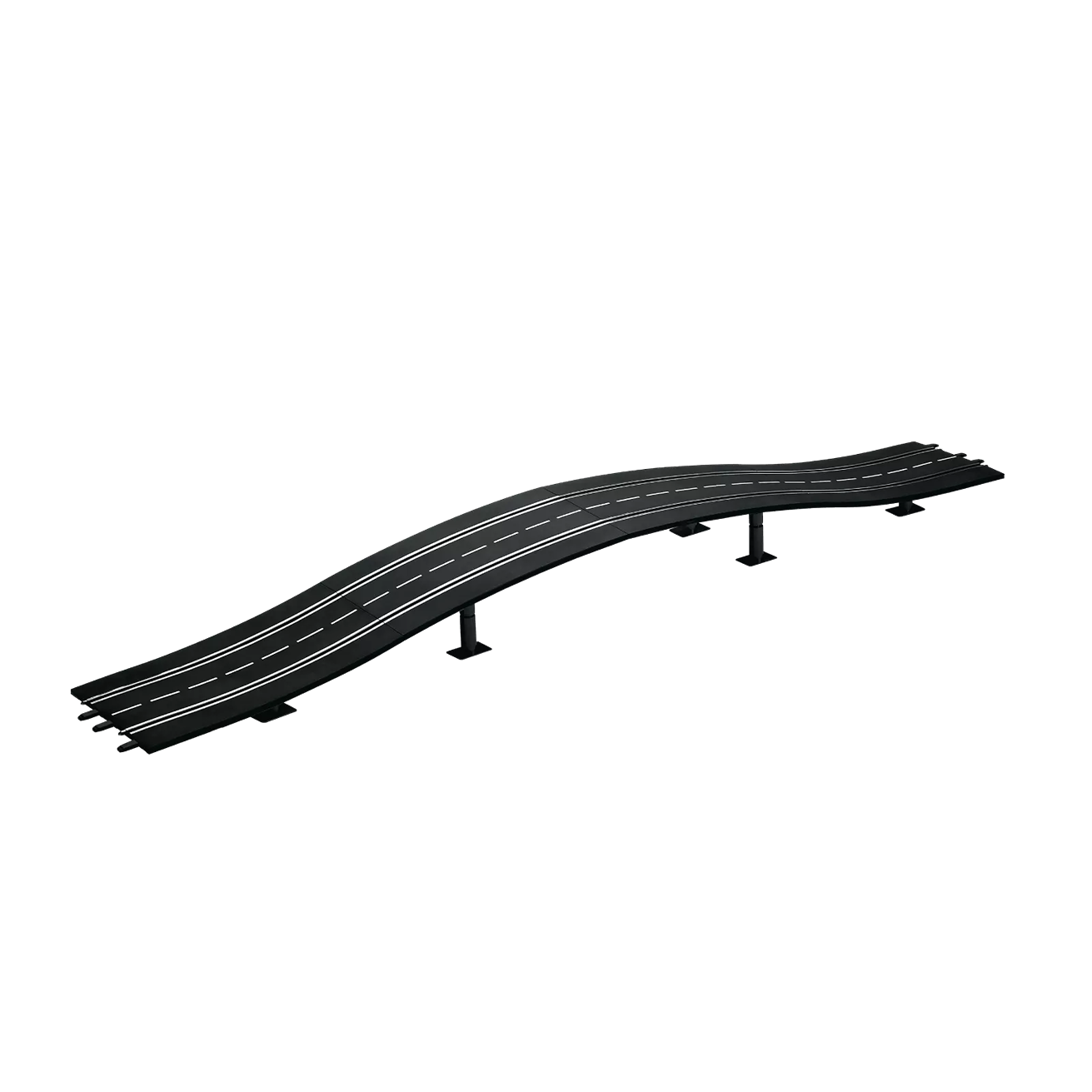 Elevated slot car crossing track piece compatible with digital and evolution racing sets for 1:24 and 1:32 scales