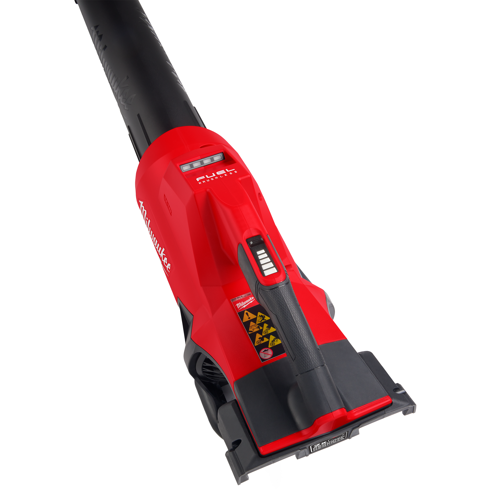 Red and black cordless blower with dual battery capability for efficient outdoor cleaning in tools and home improvement