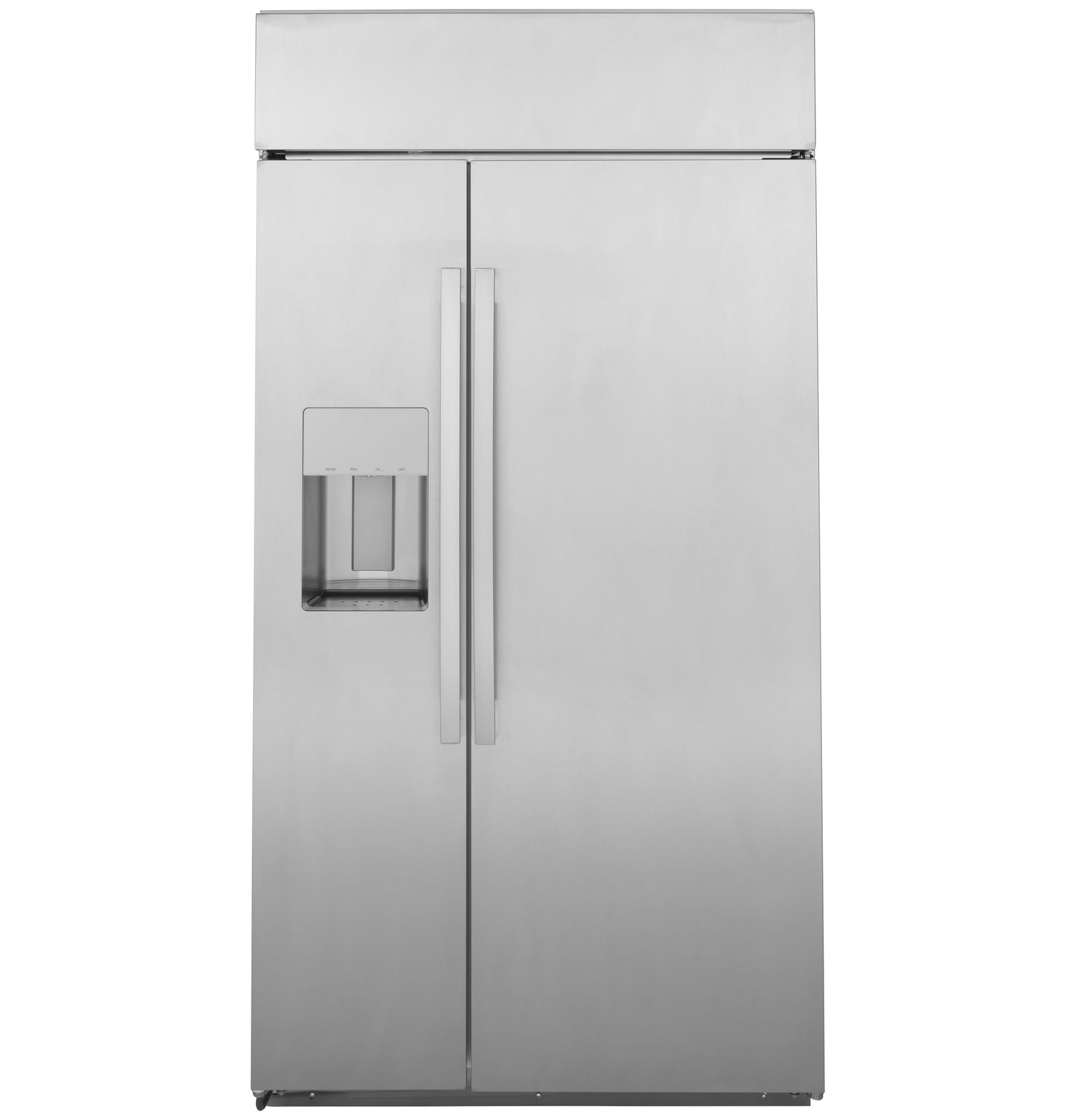 Stainless steel built-in side-by-side refrigerator with dispenser for kitchen and appliance collections
