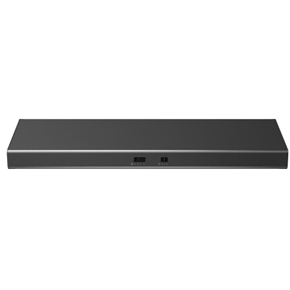Under cabinet slim range hood in dark finish with simple control switches for kitchen ventilation in home appliances collection
