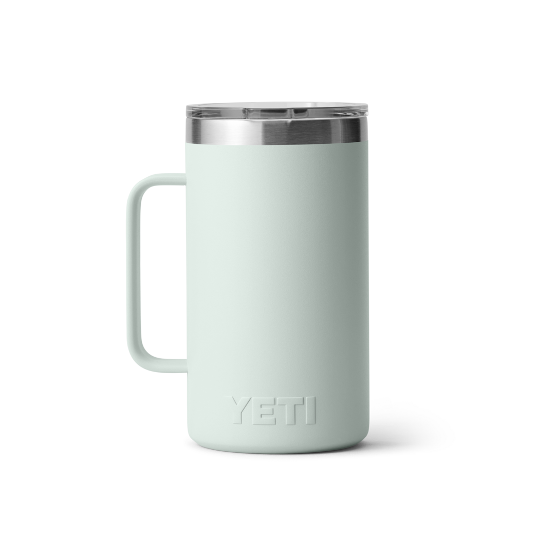 Light green stainless steel insulated 24 oz mug with handle and clear magslider lid from drinkware collections under $100