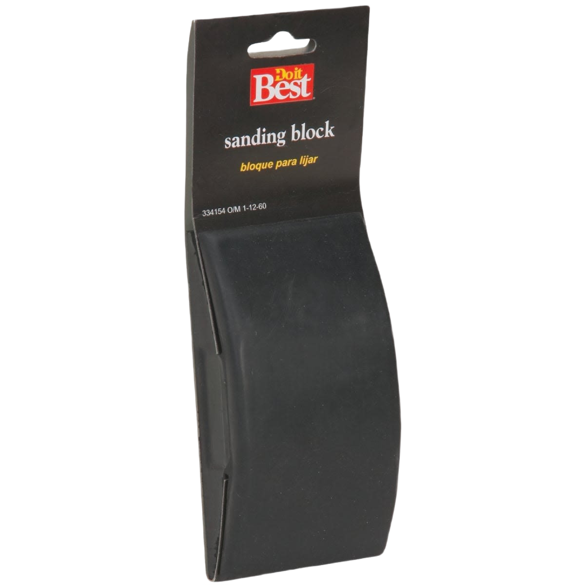 Black sanding block with ergonomic curved shape for effective smoothing in tools and home improvement projects