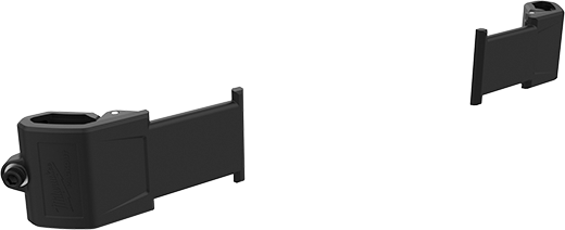 Black plastic attachment mount for securing and customizing Milwaukee PACKOUT™ tool storage systems in workshop organization
