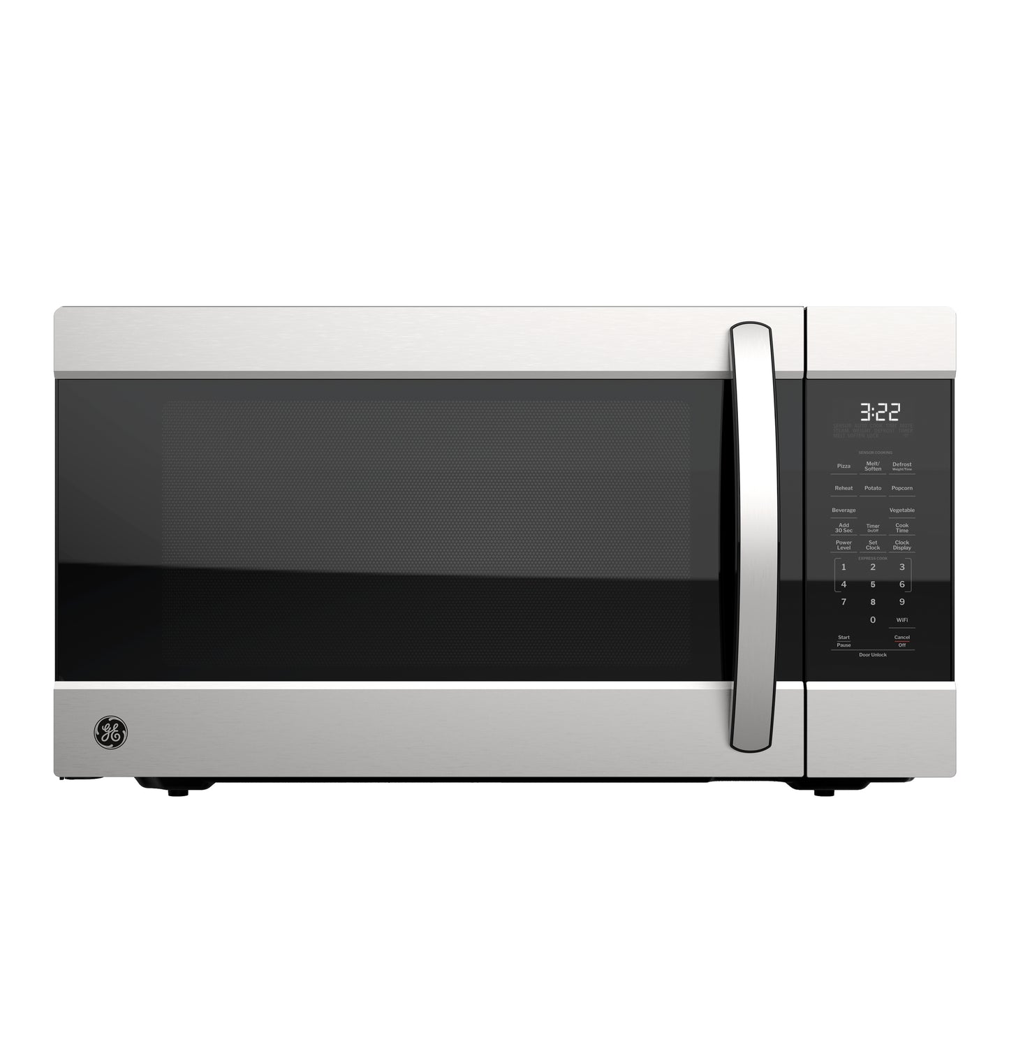Stainless steel countertop microwave oven with digital control panel and LED display from kitchen appliances collection