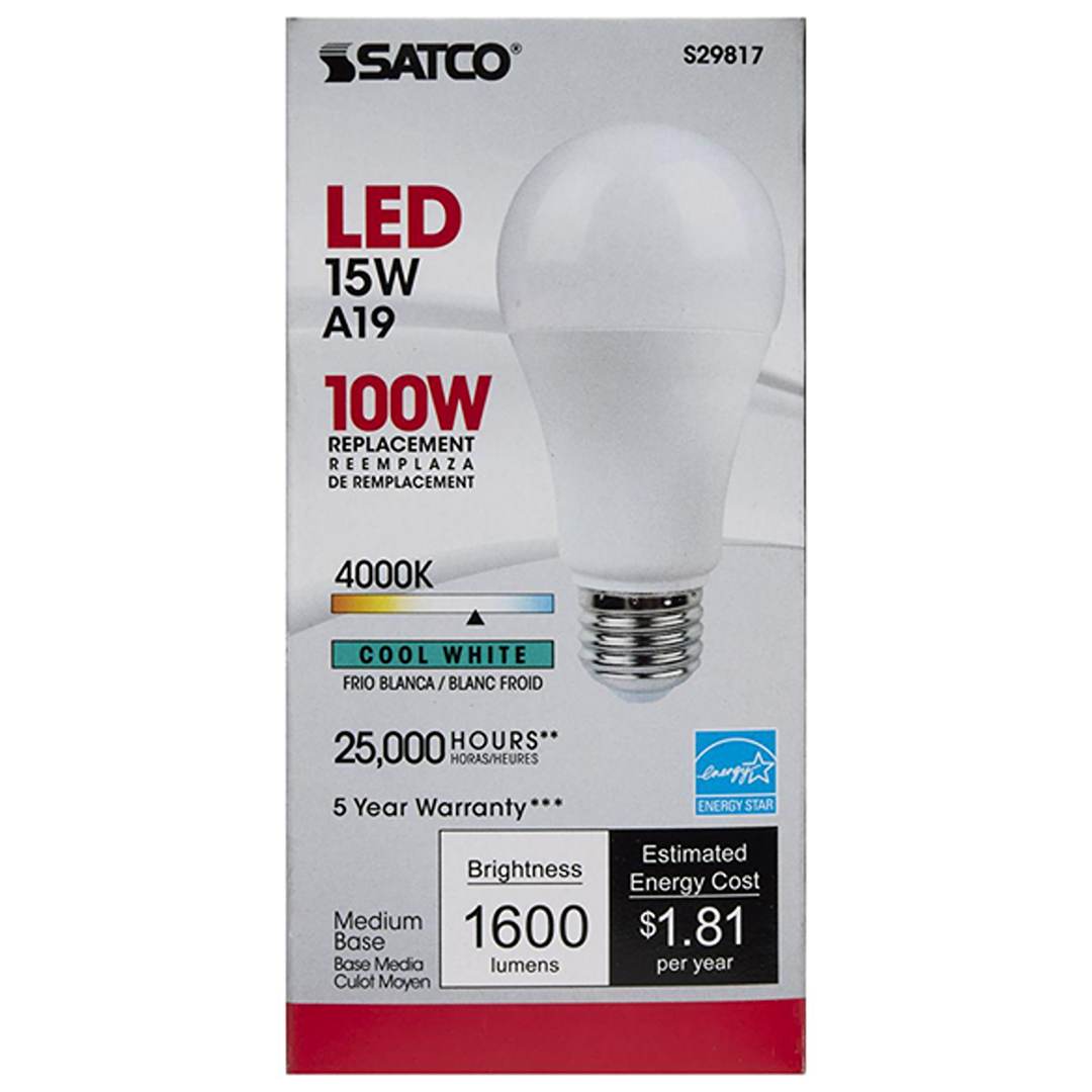 LED light bulb with medium base offering cool white 4000K brightness for energy-efficient home lighting solutions