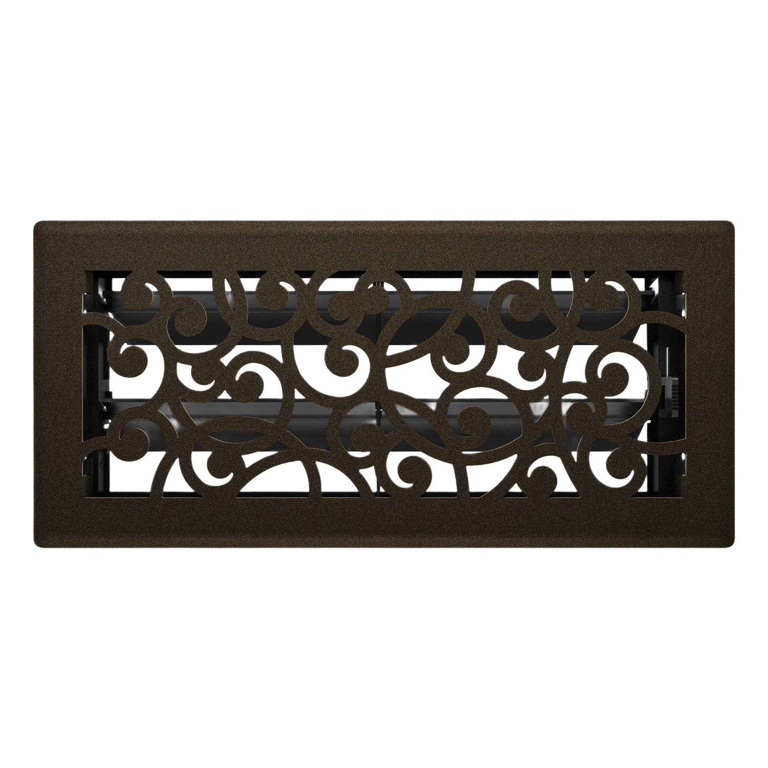 Bronze-colored steel floor register with decorative swirl pattern for plumbing and home improvement under $50 collections