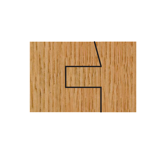 Close-up of woodworking joint with 15-degree beveled edge for cabinet doors in tool accessories and home improvement collections