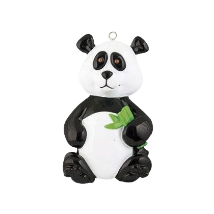 Sitting panda ornament holding green bamboo branch from Christmas Ornaments & Tree Decorations collection