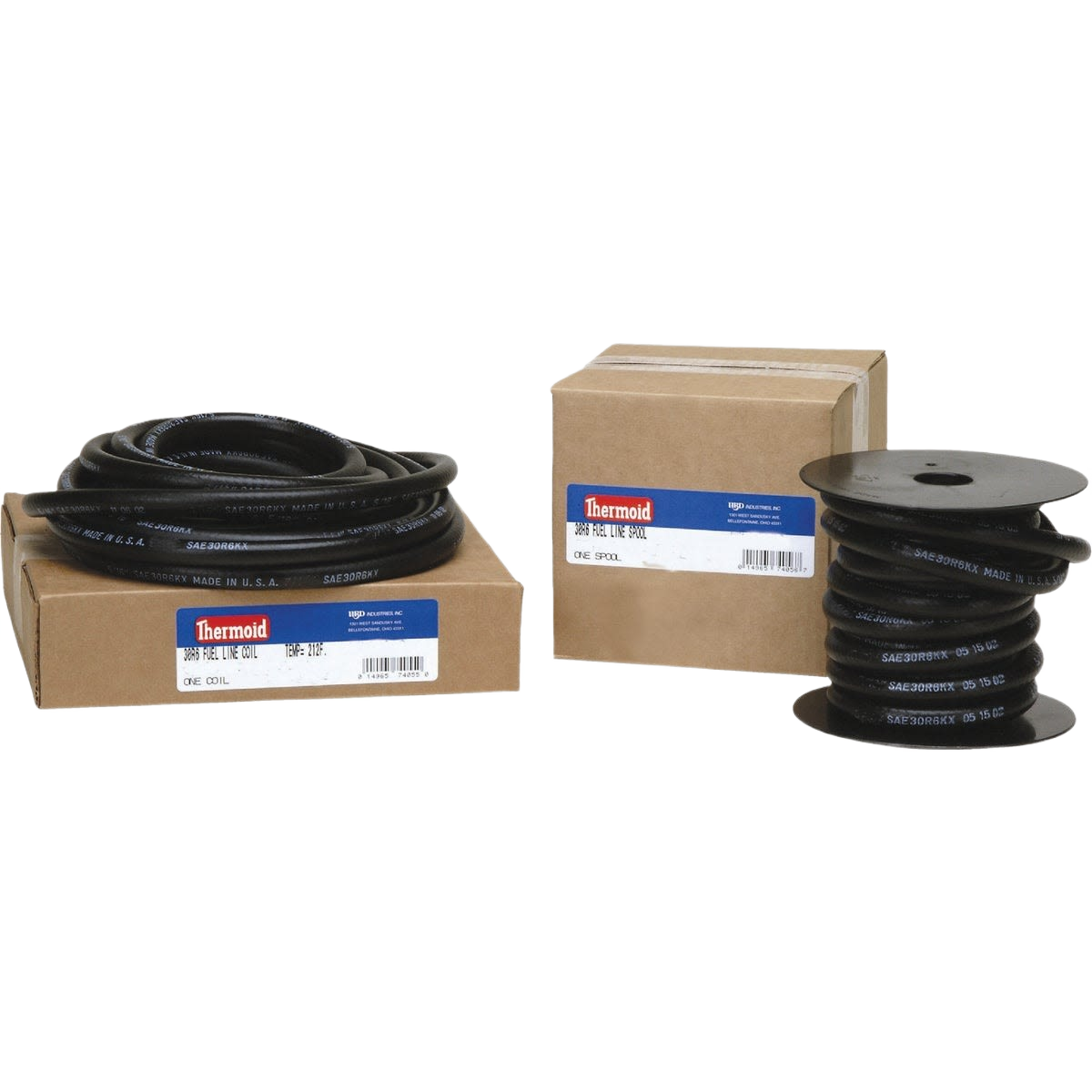 Black bulk fuel line hose coiled beside cardboard packaging for plumbing parts and repair under $100 collection