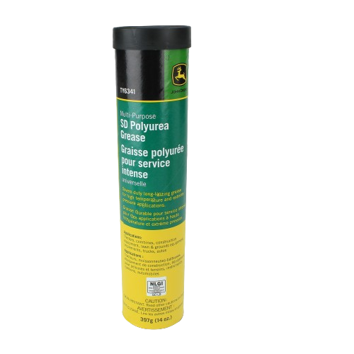 Tube of John Deere multi-purpose polyurea grease for heavy-duty equipment in John Deere Fluids and Lubricants collection under $50