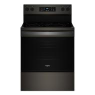 Matte black 30-inch electric range with digital control panel, smooth cooktop burners, and stainless steel handle, part of Ranges & Cooktops and Kitchen & Kitchenware collections.
