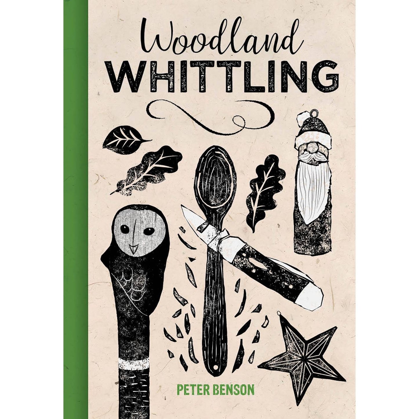 Cover of a how-to book on wood carving with black illustrations and green spine, part of Books collections under $25