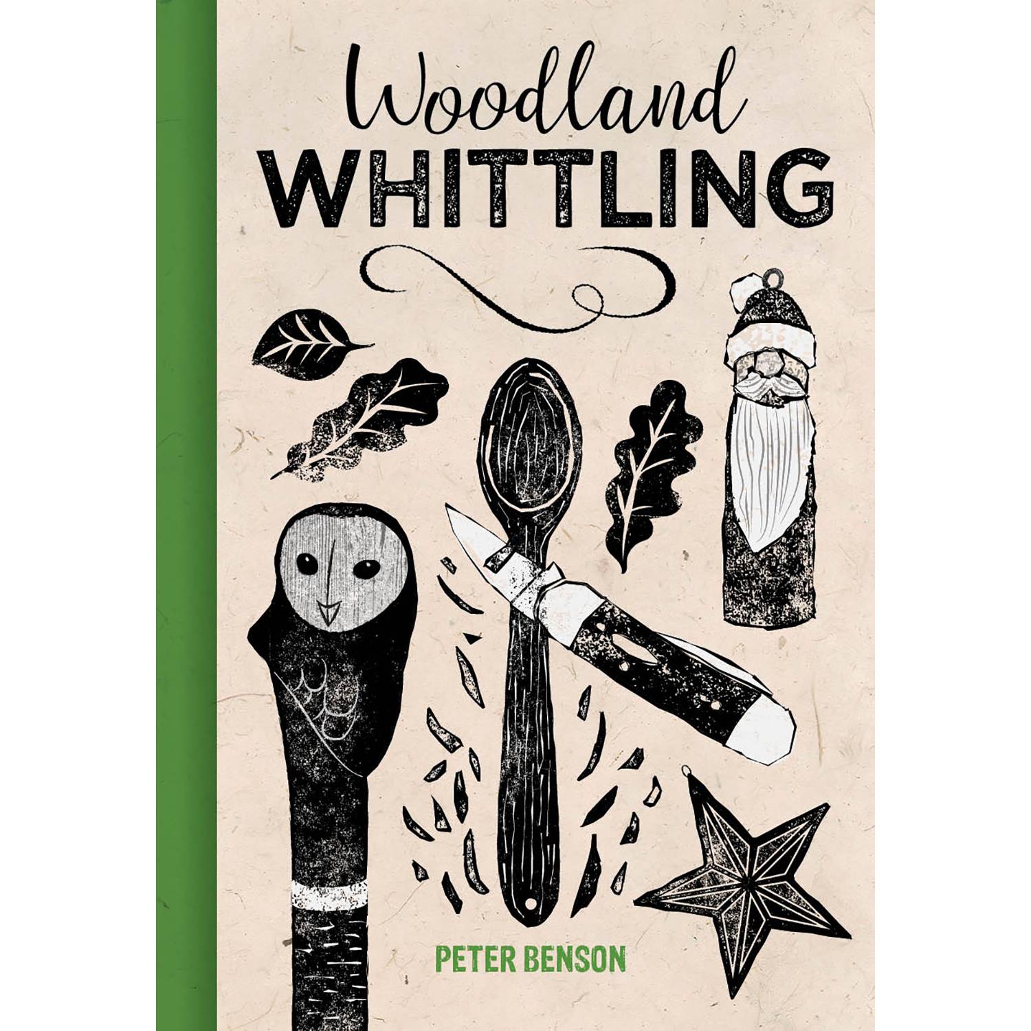Cover of a how-to book on wood carving with black illustrations and green spine, part of Books collections under $25