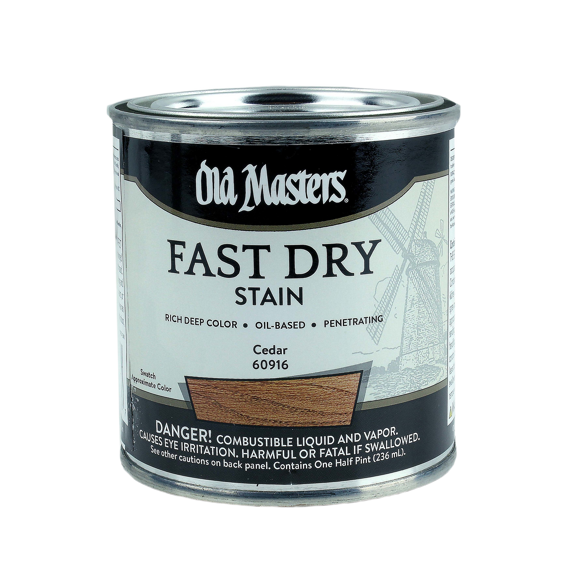 Oil-based cedar wood stain can with fast drying formula for interior wood finishing and polishing projects