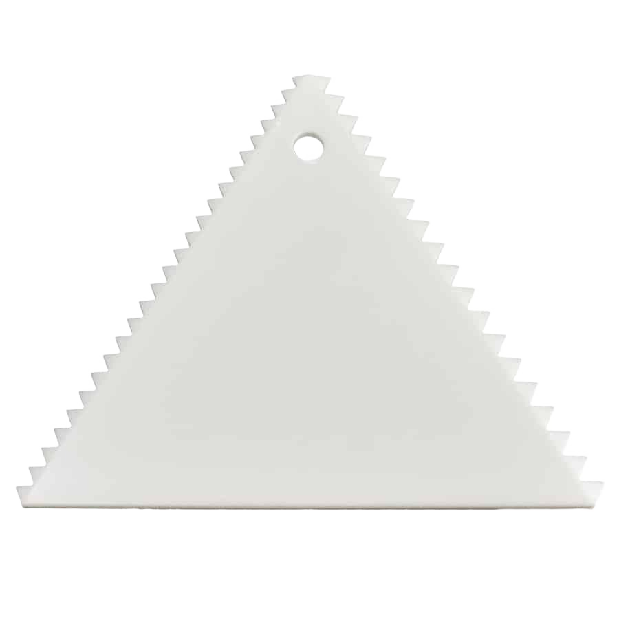White triangular icing comb with three textured edges for cake decorating in kitchenware and bakeware collections under $50