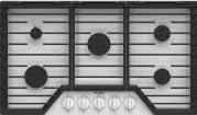 36-inch gas cooktop with five burners and EZ-2-Lift cast-iron grates for home improvement kitchens