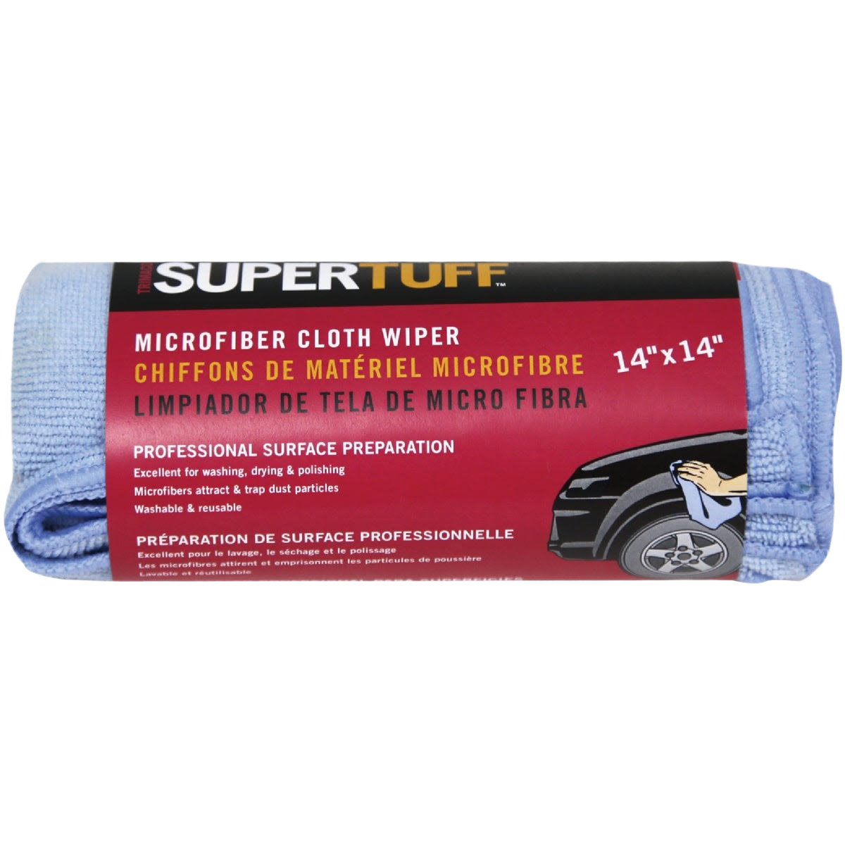 Set of three blue microfiber cloths designed for professional surface cleaning, drying, and polishing tasks in home improvement.