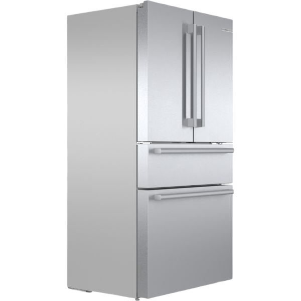 36-inch stainless steel French door refrigerator with bottom freezer and anti-fingerprint finish for kitchen appliances and home improvement