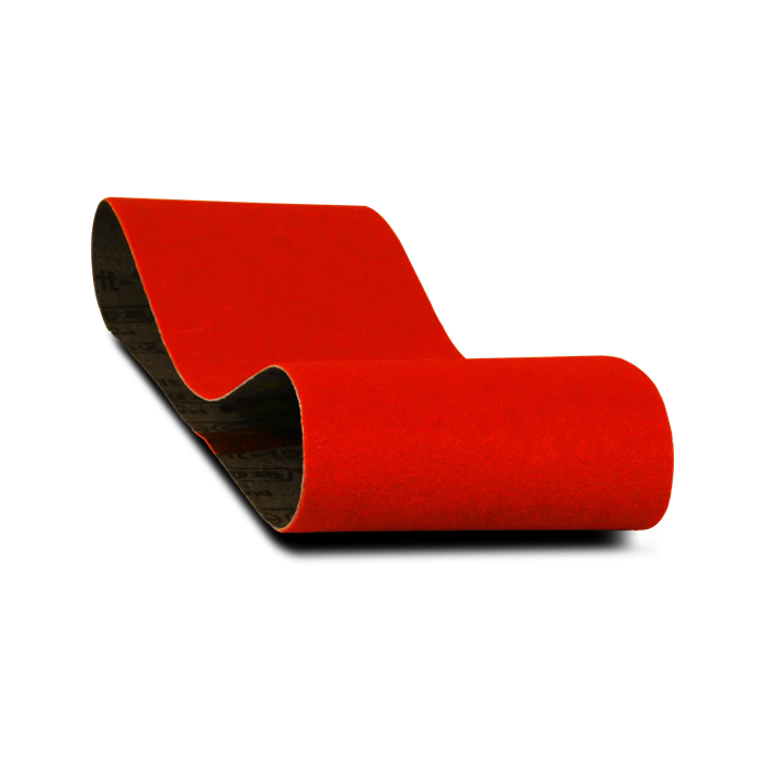 Pair of premium red zirconium grain sanding belts for woodworking tools and home improvement projects