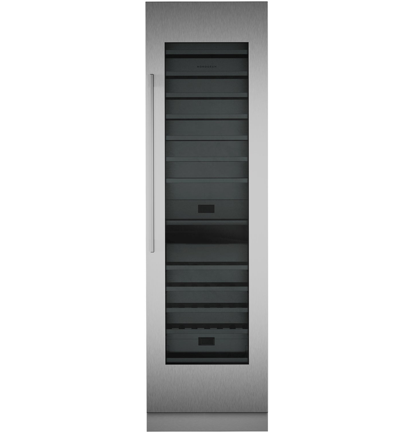 Tall stainless steel wine column with glass door and slim handle in refrigerators and kitchenware collections