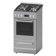 Stainless steel 20" Deluxe gas range with four burners and oven, designed for modern kitchens and appliances collections