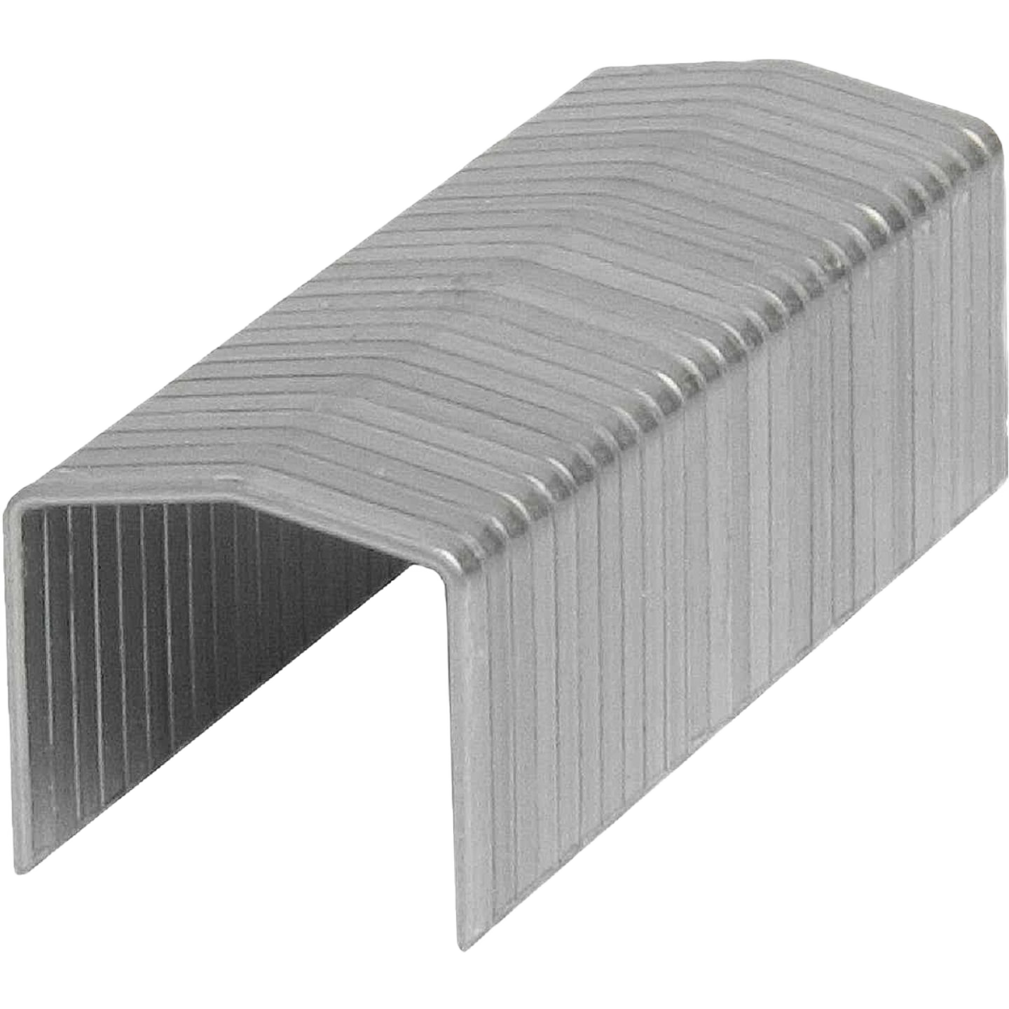Metal power crown staples stacked together for use in hardware and fasteners under $50 collections