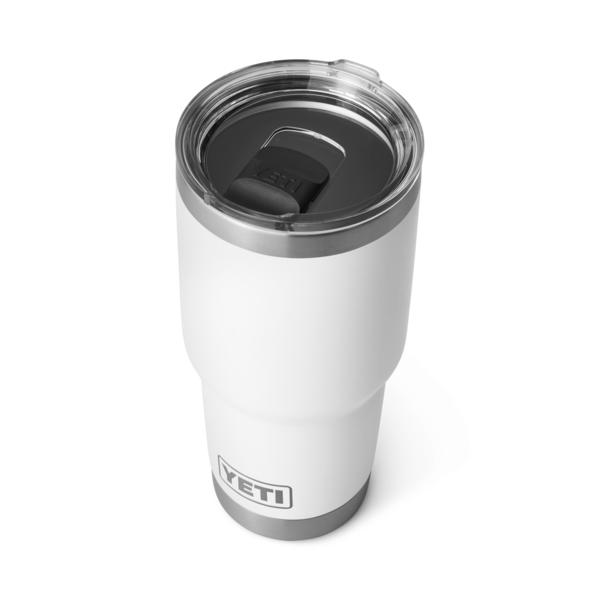 White insulated 30 oz tumbler with clear Magslider lid for hot and cold beverages in Drinkware and Kitchen & Kitchenware collections under $100