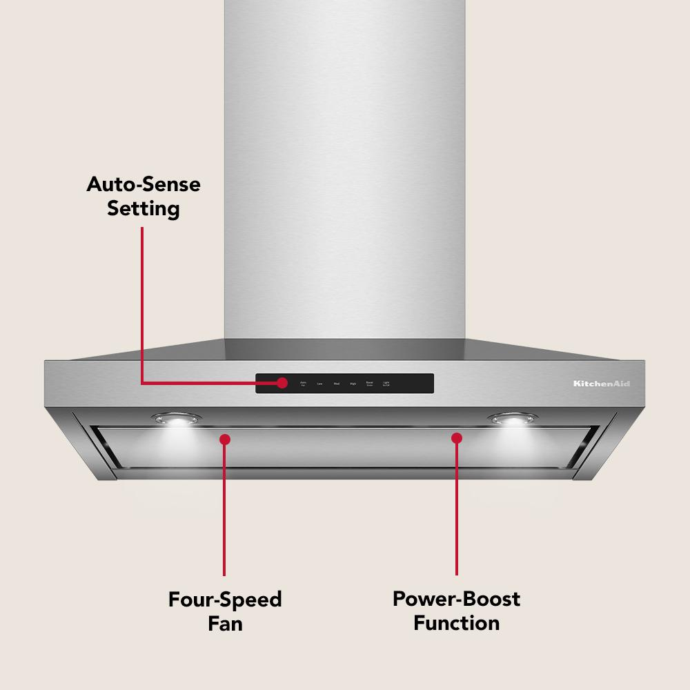KitchenAid® 30-inch Wall-Mount, 4-Speed Canopy Hood
