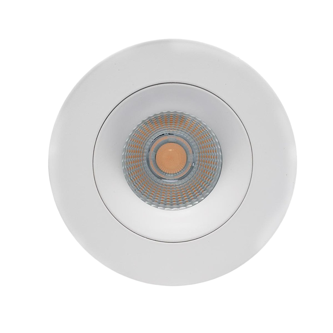 White round dimmable LED downlight with direct wiring and remote driver for lighting and home improvement collections