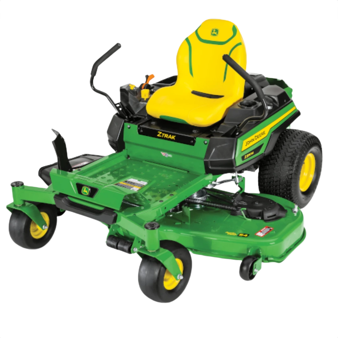 Green and yellow zero-turn mower with 54-inch cutting deck designed for efficient lawn maintenance tasks